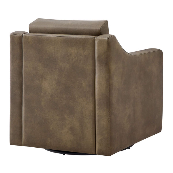 Modway Furniture Liora Modway Vegan Leather Swivel Chair with Pocket Spring Seat for Modern Living Mustard EEI-7802-MUS