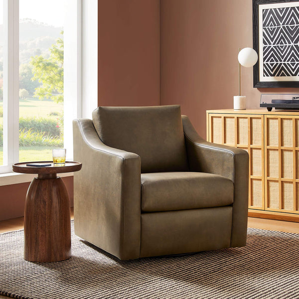 Modway Furniture Liora Modway Vegan Leather Swivel Chair with Pocket Spring Seat for Modern Living Mustard EEI-7802-MUS