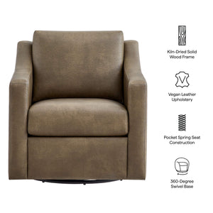 Modway Furniture Liora Modway Vegan Leather Swivel Chair with Pocket Spring Seat for Modern Living Mustard EEI-7802-MUS