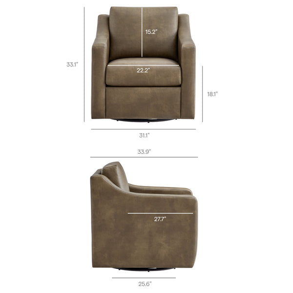 Modway Furniture Liora Modway Vegan Leather Swivel Chair with Pocket Spring Seat for Modern Living Mustard EEI-7802-MUS