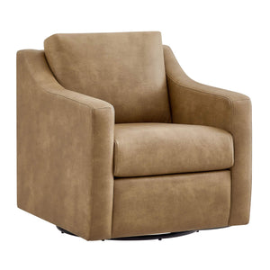 Modway Furniture Liora Modway Vegan Leather Swivel Chair with Pocket Spring Seat for Modern Living Toast EEI-7802-TST