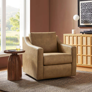 Modway Furniture Liora Modway Vegan Leather Swivel Chair with Pocket Spring Seat for Modern Living Toast EEI-7802-TST