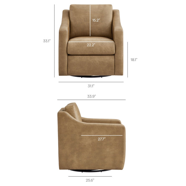 Modway Furniture Liora Modway Vegan Leather Swivel Chair with Pocket Spring Seat for Modern Living Toast EEI-7802-TST