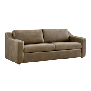 Modway Furniture Liora Vegan Leather Sofa with Pocket Spring Cushions for Modern Living Rooms Brown - A EEI-7803-MUS