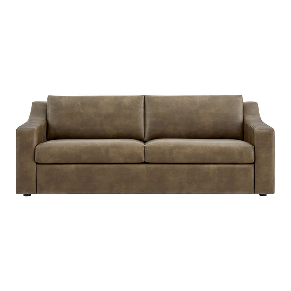 Modway Furniture Liora Vegan Leather Sofa with Pocket Spring Cushions for Modern Living Rooms Brown - A EEI-7803-MUS