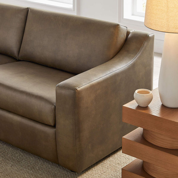 Modway Furniture Liora Vegan Leather Sofa with Pocket Spring Cushions for Modern Living Rooms Brown - A EEI-7803-MUS