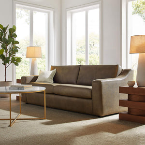 Modway Furniture Liora Vegan Leather Sofa with Pocket Spring Cushions for Modern Living Rooms Brown - A EEI-7803-MUS