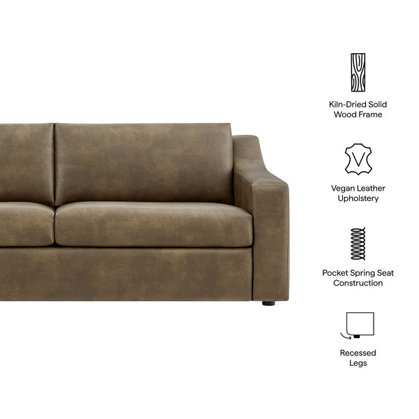 Modway Furniture Liora Vegan Leather Sofa with Pocket Spring Cushions for Modern Living Rooms Brown - A EEI-7803-MUS