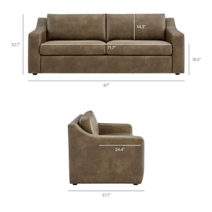 Modway Furniture Liora Vegan Leather Sofa with Pocket Spring Cushions for Modern Living Rooms Brown - A EEI-7803-MUS