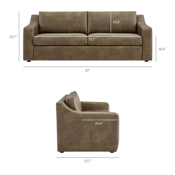 Modway Furniture Liora Vegan Leather Sofa with Pocket Spring Cushions for Modern Living Rooms Brown - A EEI-7803-MUS