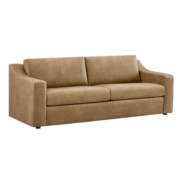 Modway Furniture Liora Vegan Leather Sofa with Pocket Spring Cushions for Modern Living Rooms Brown - B EEI-7803-TST