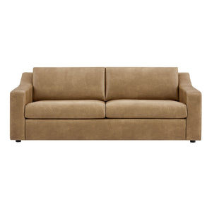 Modway Furniture Liora Vegan Leather Sofa with Pocket Spring Cushions for Modern Living Rooms Brown - B EEI-7803-TST