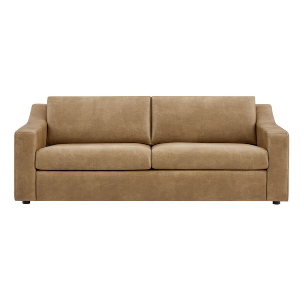 Modway Furniture Liora Vegan Leather Sofa with Pocket Spring Cushions for Modern Living Rooms Brown - B EEI-7803-TST