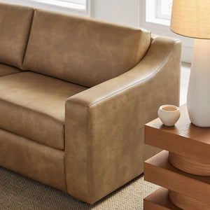 Modway Furniture Liora Vegan Leather Sofa with Pocket Spring Cushions for Modern Living Rooms Brown - B EEI-7803-TST
