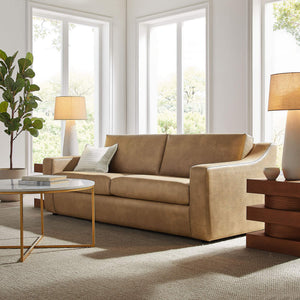 Modway Furniture Liora Vegan Leather Sofa with Pocket Spring Cushions for Modern Living Rooms Brown - B EEI-7803-TST