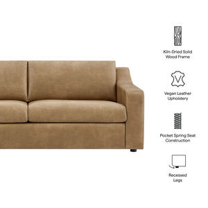 Modway Furniture Liora Vegan Leather Sofa with Pocket Spring Cushions for Modern Living Rooms Brown - B EEI-7803-TST