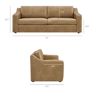 Modway Furniture Liora Vegan Leather Sofa with Pocket Spring Cushions for Modern Living Rooms Brown - B EEI-7803-TST