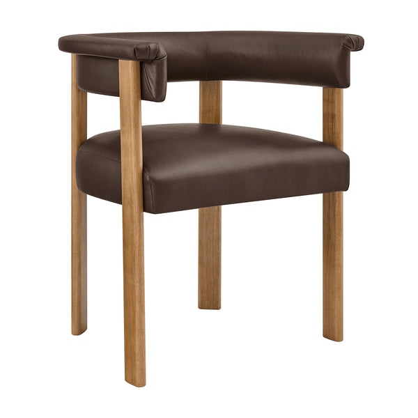 Modway Furniture Imogen Vegan Leather Barrel Back Dining Chairs Rubberwood Set for Modern Interiors Espresso EEI-7806-ESP-DBR