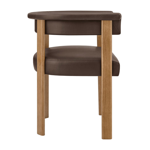 Modway Furniture Imogen Vegan Leather Barrel Back Dining Chairs Rubberwood Set for Modern Interiors Espresso EEI-7806-ESP-DBR