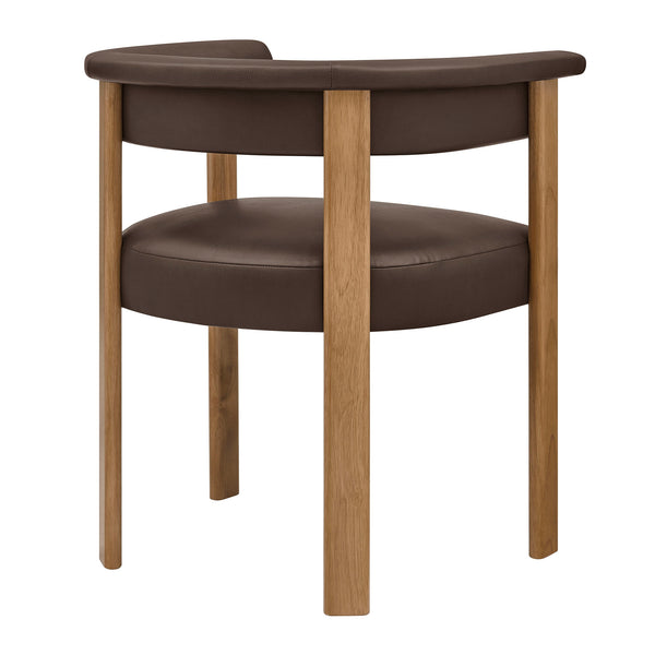 Modway Furniture Imogen Vegan Leather Barrel Back Dining Chairs Rubberwood Set for Modern Interiors Espresso EEI-7806-ESP-DBR