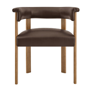 Modway Furniture Imogen Vegan Leather Barrel Back Dining Chairs Rubberwood Set for Modern Interiors Espresso EEI-7806-ESP-DBR