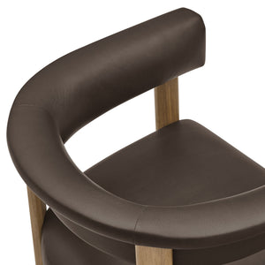 Modway Furniture Imogen Vegan Leather Barrel Back Dining Chairs Rubberwood Set for Modern Interiors Espresso EEI-7806-ESP-DBR