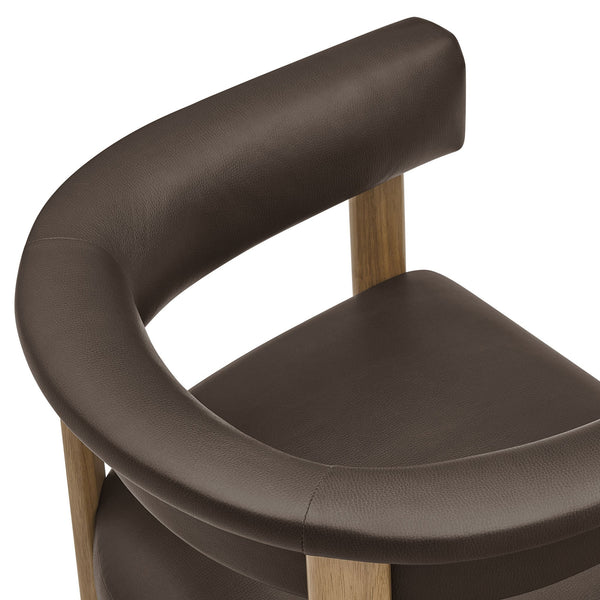 Modway Furniture Imogen Vegan Leather Barrel Back Dining Chairs Rubberwood Set for Modern Interiors Espresso EEI-7806-ESP-DBR