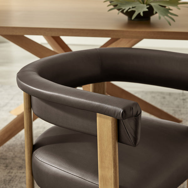 Modway Furniture Imogen Vegan Leather Barrel Back Dining Chairs Rubberwood Set for Modern Interiors Espresso EEI-7806-ESP-DBR