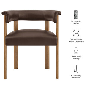 Modway Furniture Imogen Vegan Leather Barrel Back Dining Chairs Rubberwood Set for Modern Interiors Espresso EEI-7806-ESP-DBR