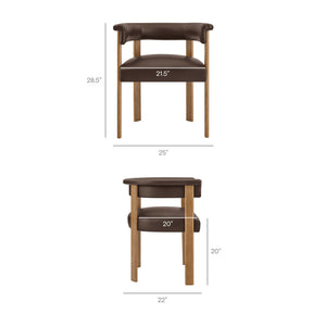 Modway Furniture Imogen Vegan Leather Barrel Back Dining Chairs Rubberwood Set for Modern Interiors Espresso EEI-7806-ESP-DBR