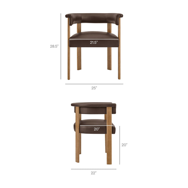 Modway Furniture Imogen Vegan Leather Barrel Back Dining Chairs Rubberwood Set for Modern Interiors Espresso EEI-7806-ESP-DBR