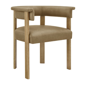 Modway Furniture Imogen Vegan Leather Barrel Back Dining Chairs Rubberwood Set for Modern Interiors Toast EEI-7806-TST-DBR