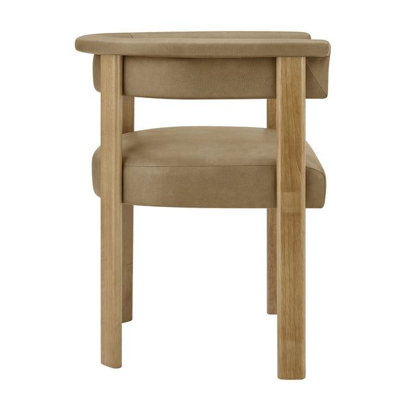 Modway Furniture Imogen Vegan Leather Barrel Back Dining Chairs Rubberwood Set for Modern Interiors Toast EEI-7806-TST-DBR