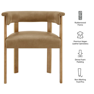 Modway Furniture Imogen Vegan Leather Barrel Back Dining Chairs Rubberwood Set for Modern Interiors Toast EEI-7806-TST-DBR