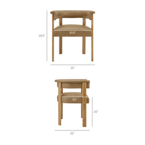 Modway Furniture Imogen Vegan Leather Barrel Back Dining Chairs Rubberwood Set for Modern Interiors Toast EEI-7806-TST-DBR