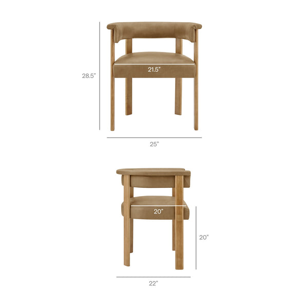 Modway Furniture Imogen Vegan Leather Barrel Back Dining Chairs Rubberwood Set for Modern Interiors Toast EEI-7806-TST-DBR