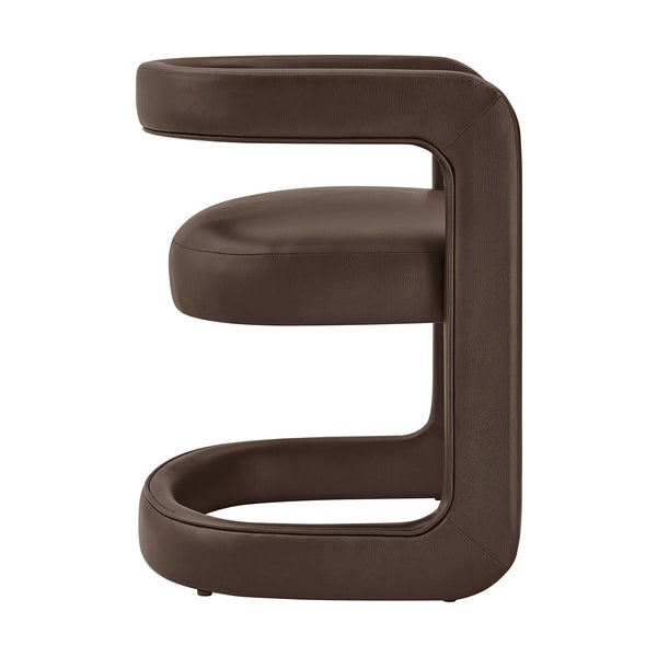 Modway Furniture Winslow Barrel Dining Chair Vegan Leather Curved Back Open Frame Modern Seating Espresso EEI-7807-ESP
