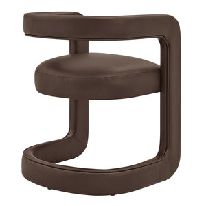 Modway Furniture Winslow Barrel Dining Chair Vegan Leather Curved Back Open Frame Modern Seating Espresso EEI-7807-ESP