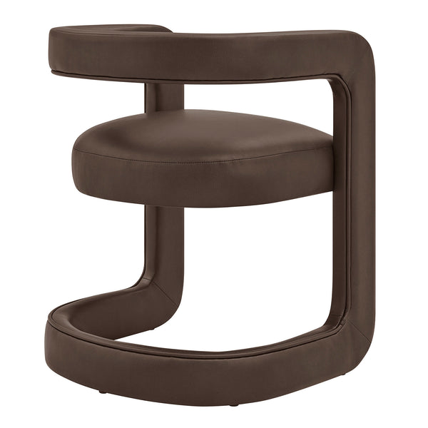 Modway Furniture Winslow Barrel Dining Chair Vegan Leather Curved Back Open Frame Modern Seating Espresso EEI-7807-ESP