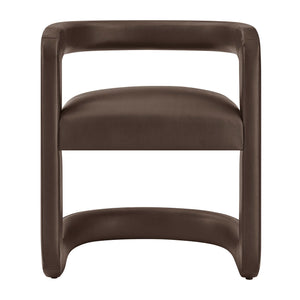 Modway Furniture Winslow Barrel Dining Chair Vegan Leather Curved Back Open Frame Modern Seating Espresso EEI-7807-ESP