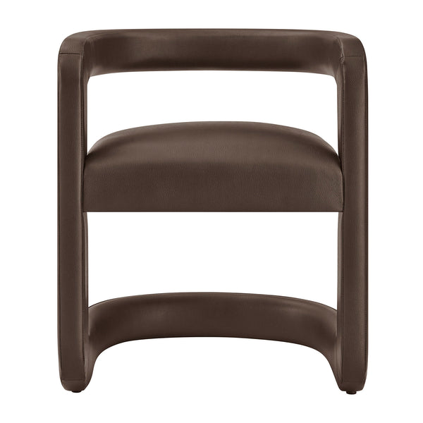 Modway Furniture Winslow Barrel Dining Chair Vegan Leather Curved Back Open Frame Modern Seating Espresso EEI-7807-ESP