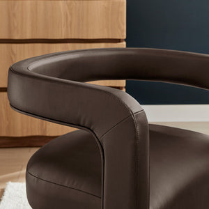 Modway Furniture Winslow Barrel Dining Chair Vegan Leather Curved Back Open Frame Modern Seating Espresso EEI-7807-ESP