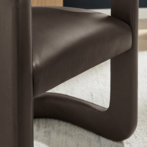 Modway Furniture Winslow Barrel Dining Chair Vegan Leather Curved Back Open Frame Modern Seating Espresso EEI-7807-ESP