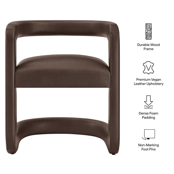 Modway Furniture Winslow Barrel Dining Chair Vegan Leather Curved Back Open Frame Modern Seating Espresso EEI-7807-ESP