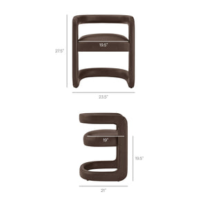 Modway Furniture Winslow Barrel Dining Chair Vegan Leather Curved Back Open Frame Modern Seating Espresso EEI-7807-ESP