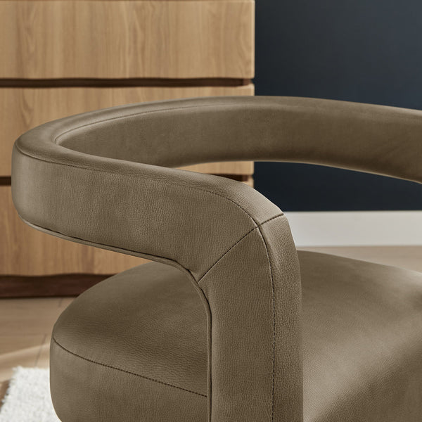 Modway Furniture Winslow Barrel Dining Chair Vegan Leather Curved Back Open Frame Modern Seating Mustard EEI-7807-MUS
