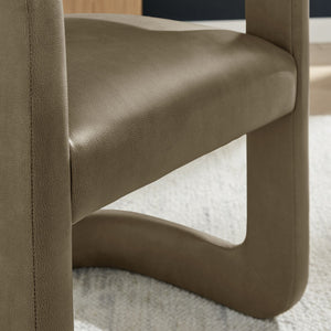 Modway Furniture Winslow Barrel Dining Chair Vegan Leather Curved Back Open Frame Modern Seating Mustard EEI-7807-MUS