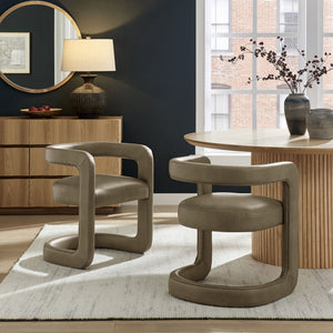 Modway Furniture Winslow Barrel Dining Chair Vegan Leather Curved Back Open Frame Modern Seating Mustard EEI-7807-MUS
