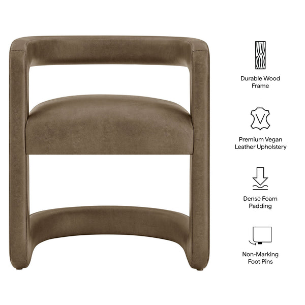Modway Furniture Winslow Barrel Dining Chair Vegan Leather Curved Back Open Frame Modern Seating Mustard EEI-7807-MUS