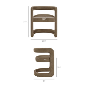 Modway Furniture Winslow Barrel Dining Chair Vegan Leather Curved Back Open Frame Modern Seating Mustard EEI-7807-MUS